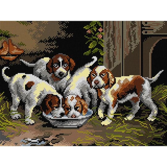Orchidea Puppies Drink Water Gobelin Canvas Kit